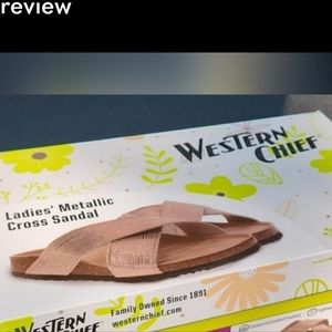 Western Chief Ladies’ Crossband Sandal GOLD new